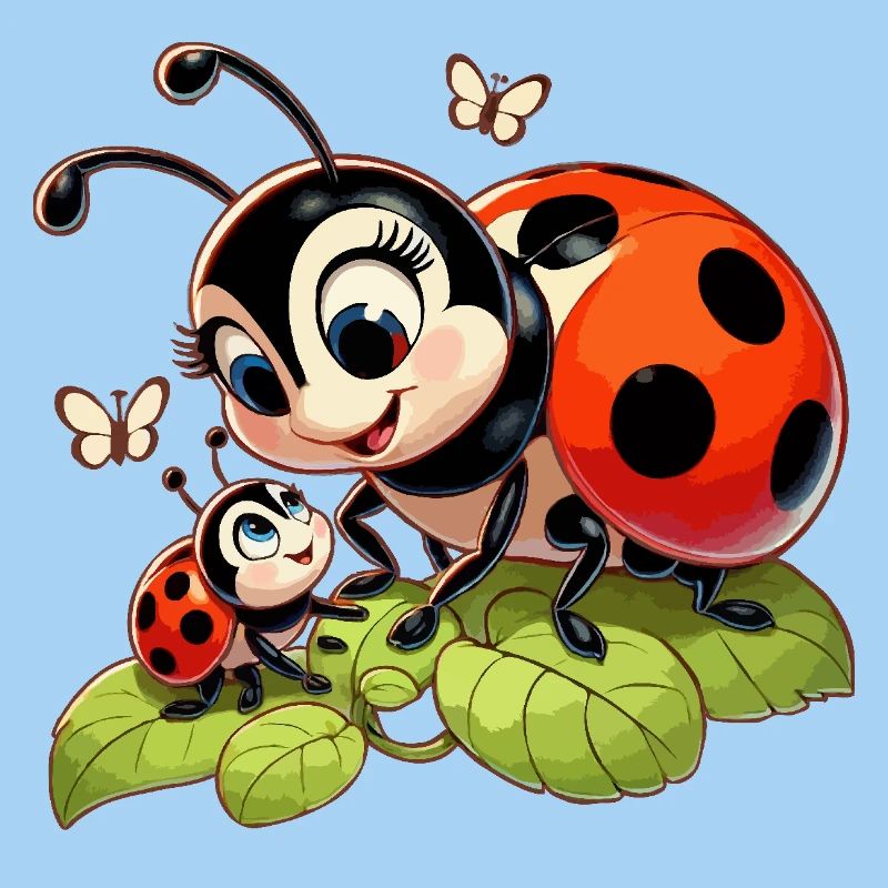 La mère coccinelle joue avec l’enfant