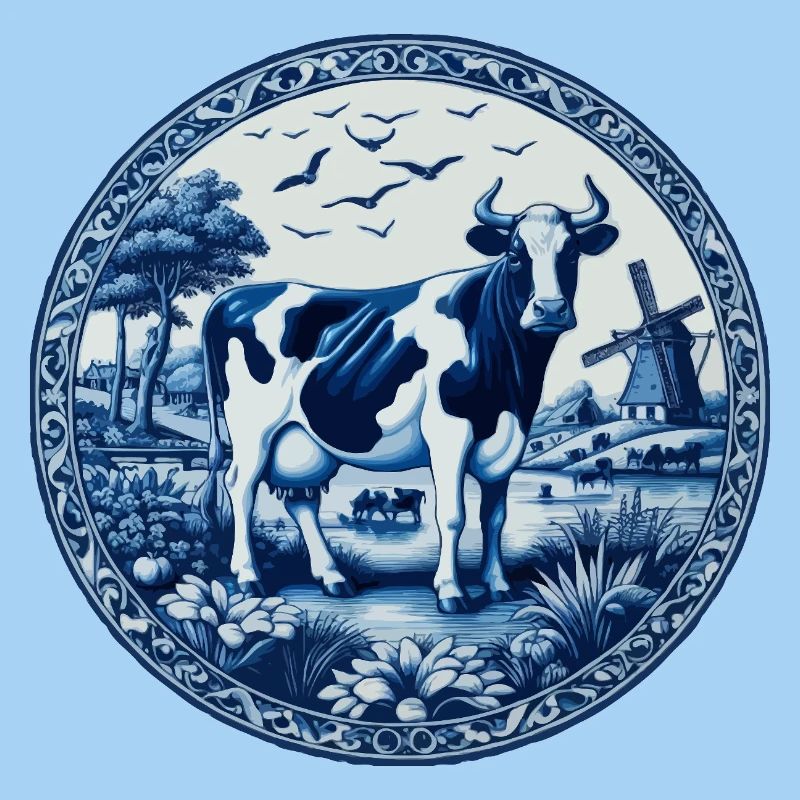 Delft blue cow