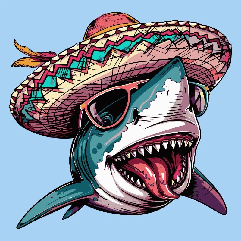 Shark Comic Funny Sombrero