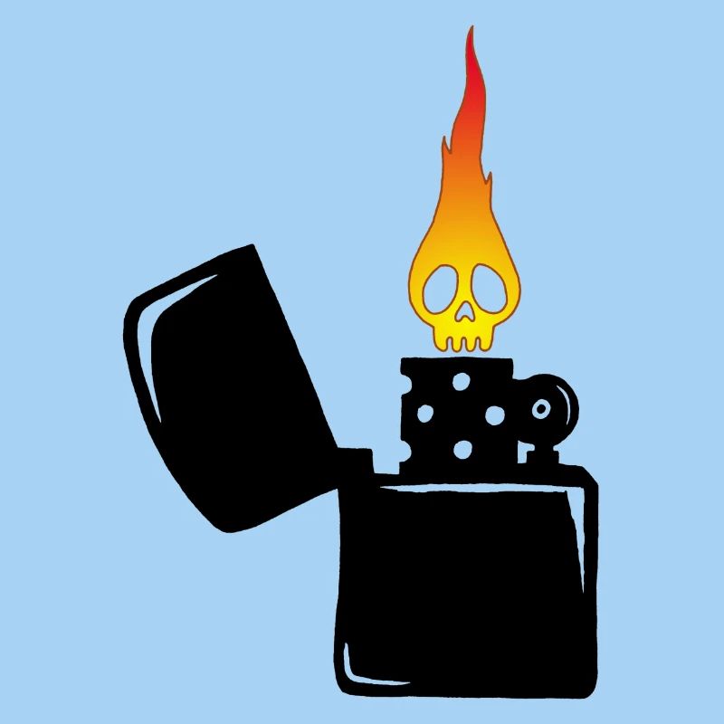 flaming skull and black lighter