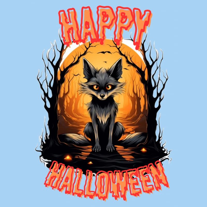 Fabelhafter Halloweenfuchs mit Feuer