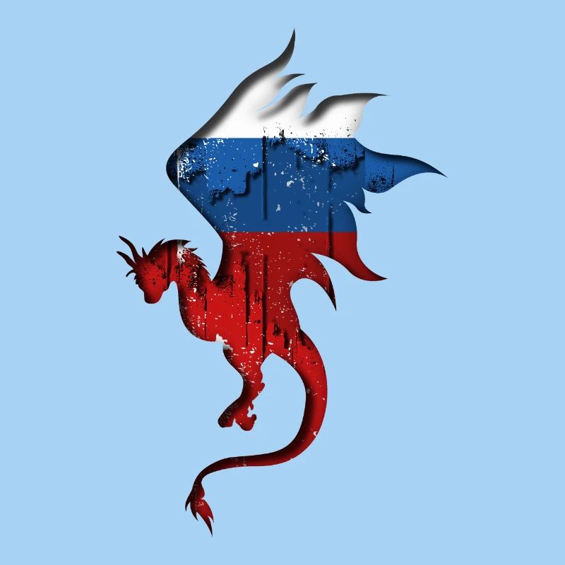 Drapeau de la Russie - Russie - Silhouette de dragon