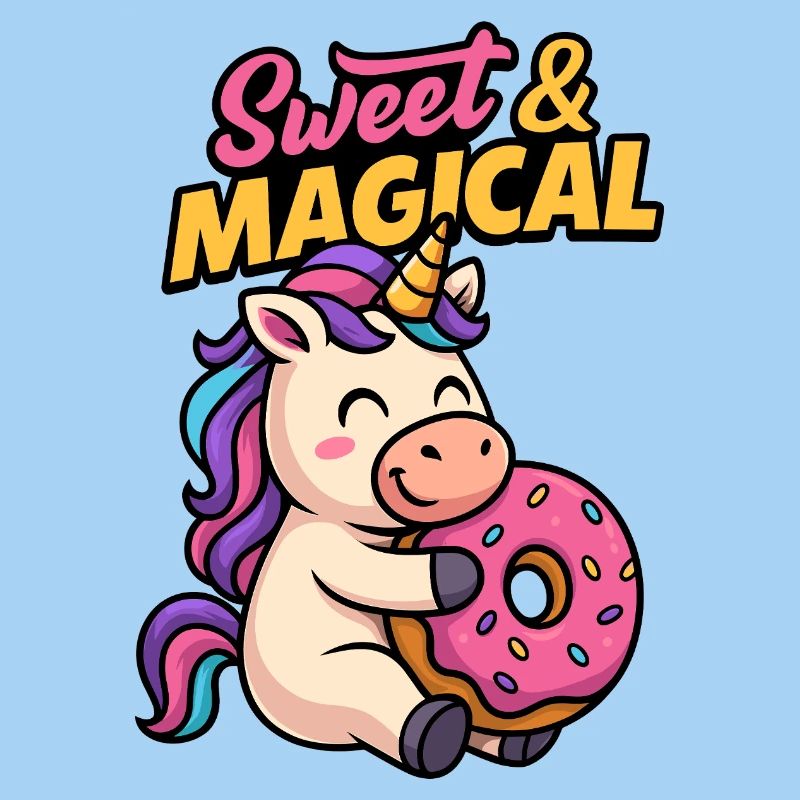 Süßes Einhorn mit Donut
