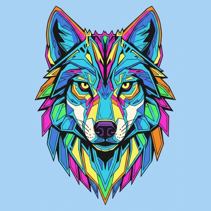 Colorful Geometric Wolf