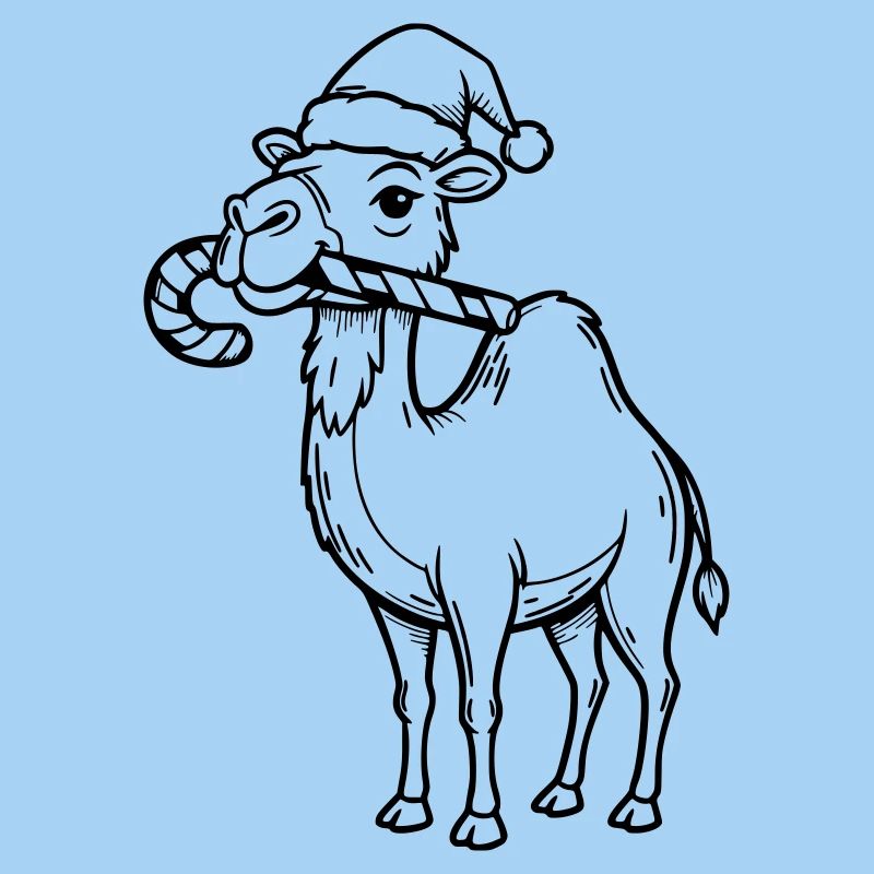 Kamel mit Weihnachtsmütze Illustration