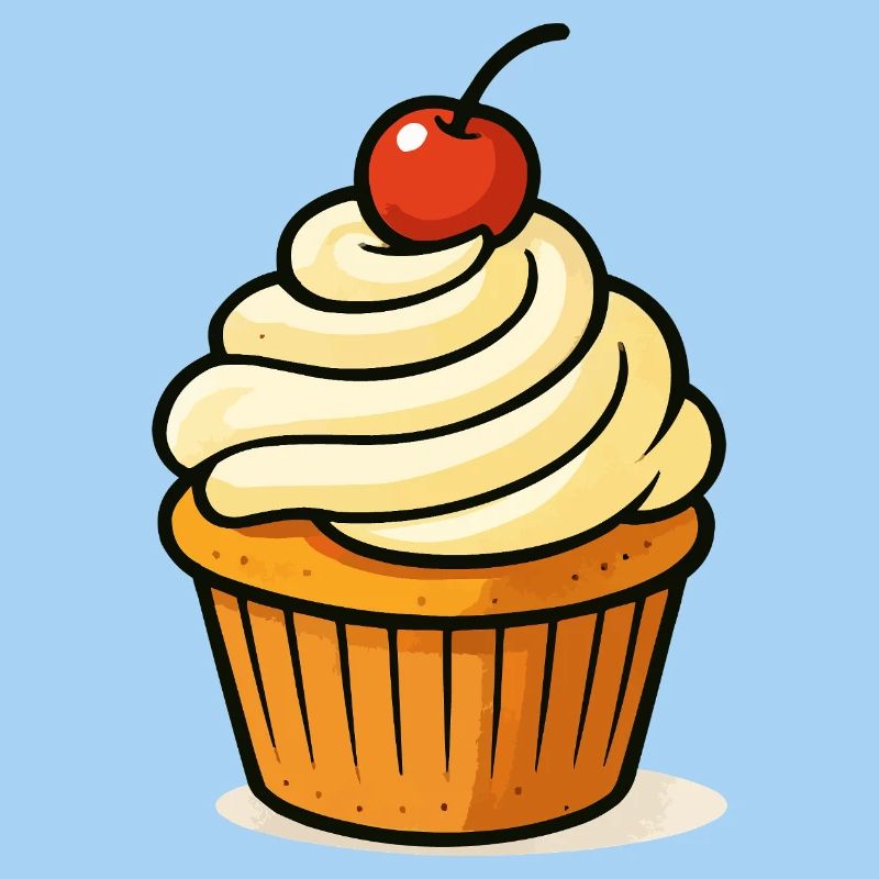 Cherry Cupcake Illustration