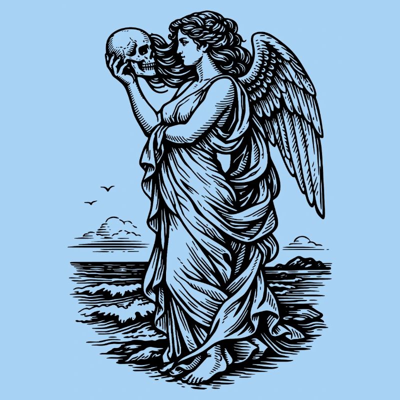 La déesse grecque Aphrodite à la mer avec le skul