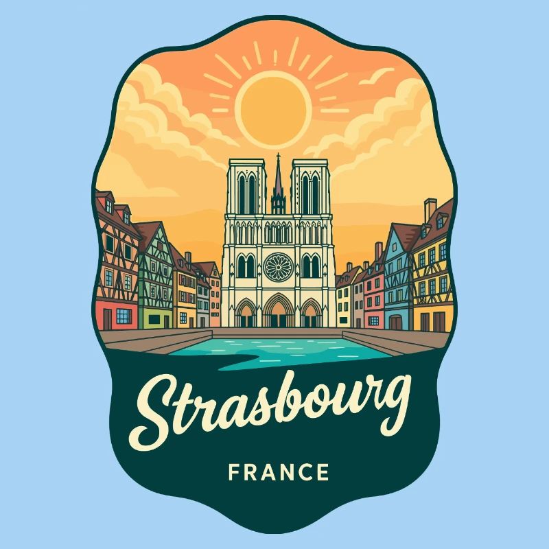 Straßburger Kathedral Retro-Sonnenuntergangsabzeichen
