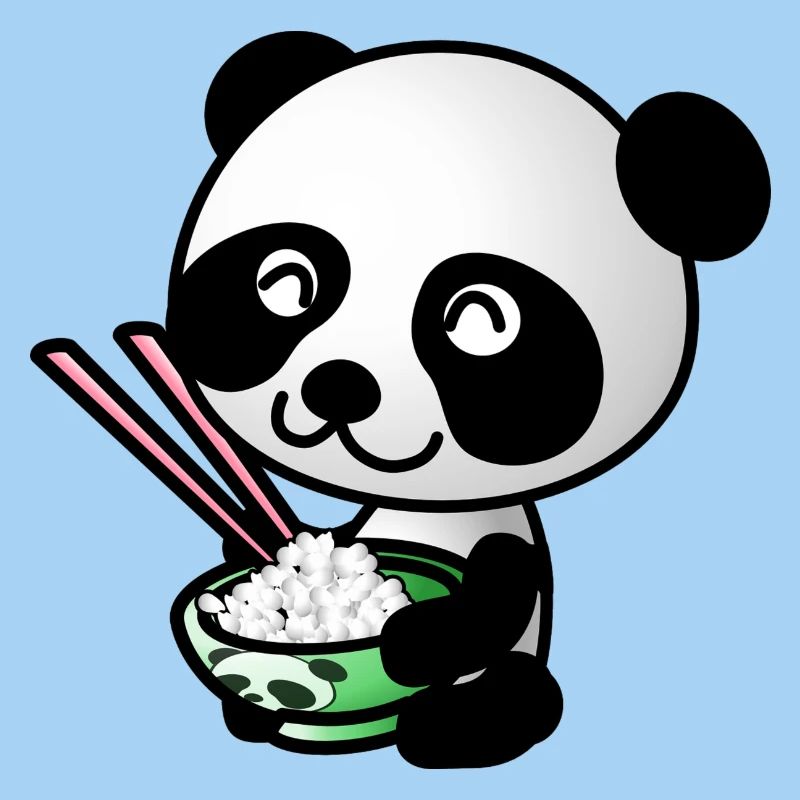 Panda doux avec un bol de riz