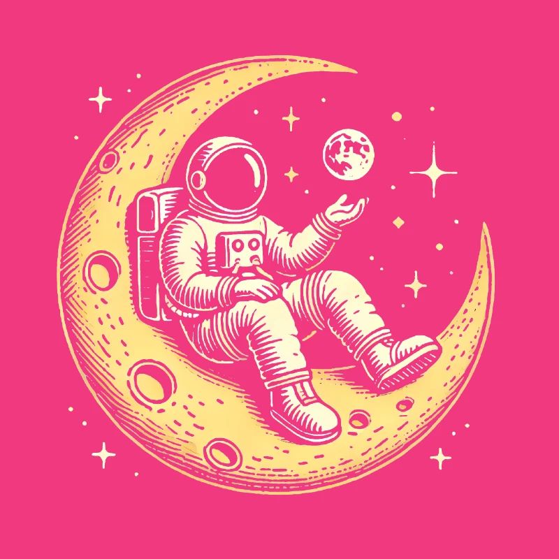 Chill Astronaut on Crescent Moon