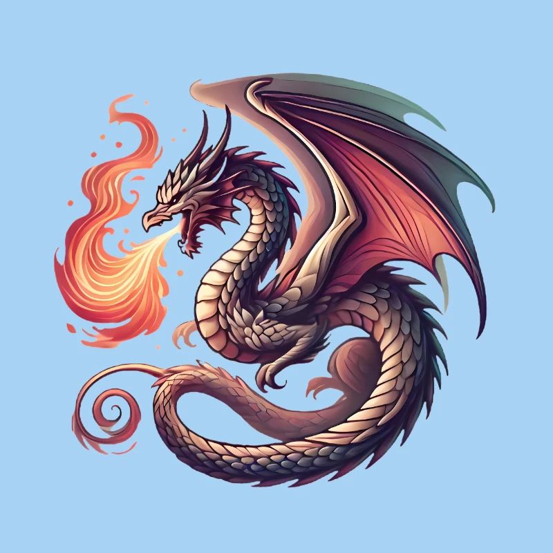 Fierce Dragon Breathing Fire Design