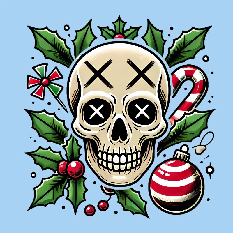 Crâne festif avec des éléments de Noël