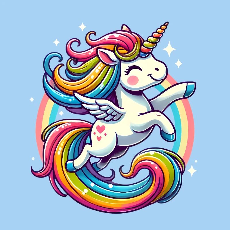 Fröhliches Regenbogen-Einhorn-Design