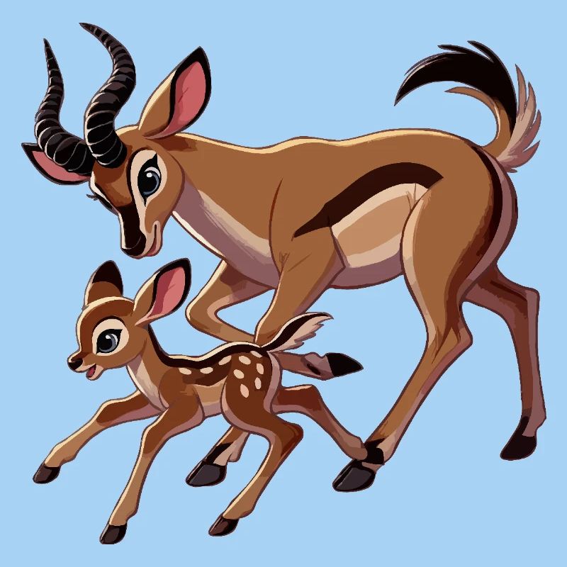 Antelope mother with young