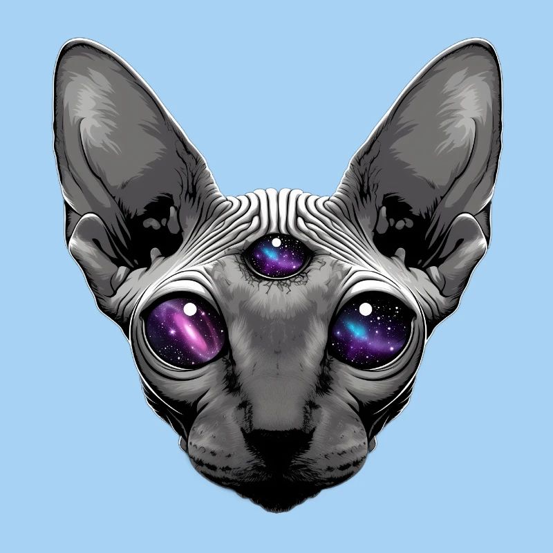 a sphinx cat with big deep black eyes