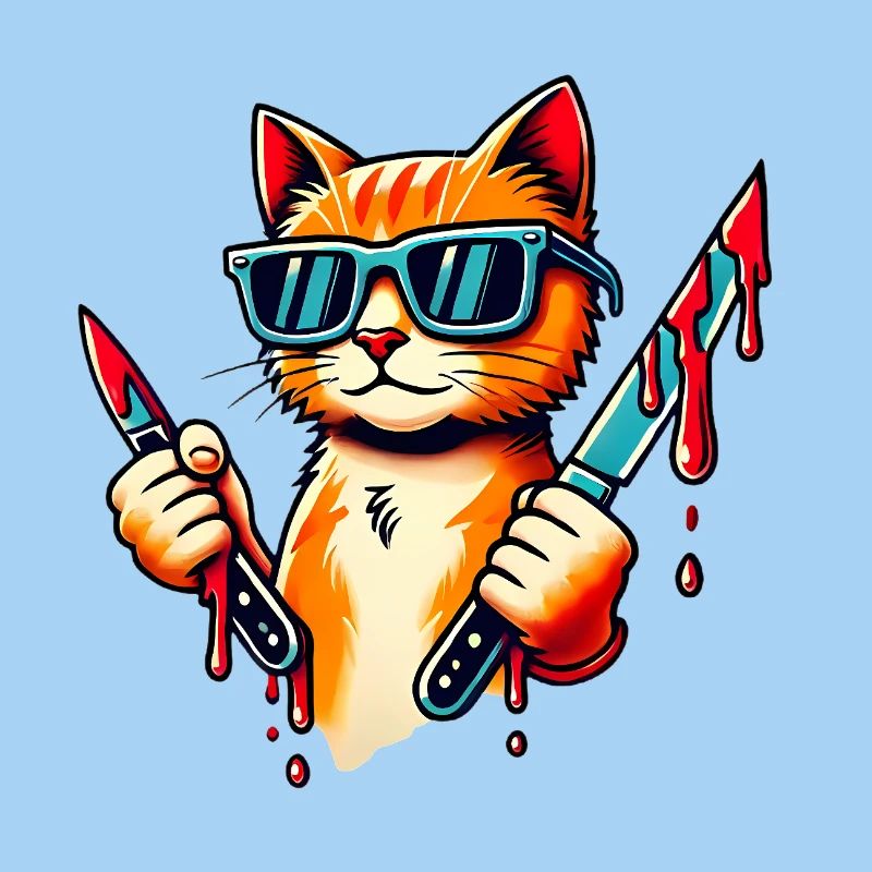 Coole Katze mit Messern Pop Art Design