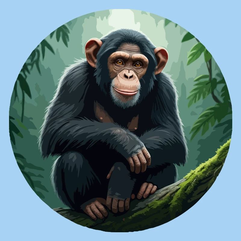 Chimpanzee on tree branch