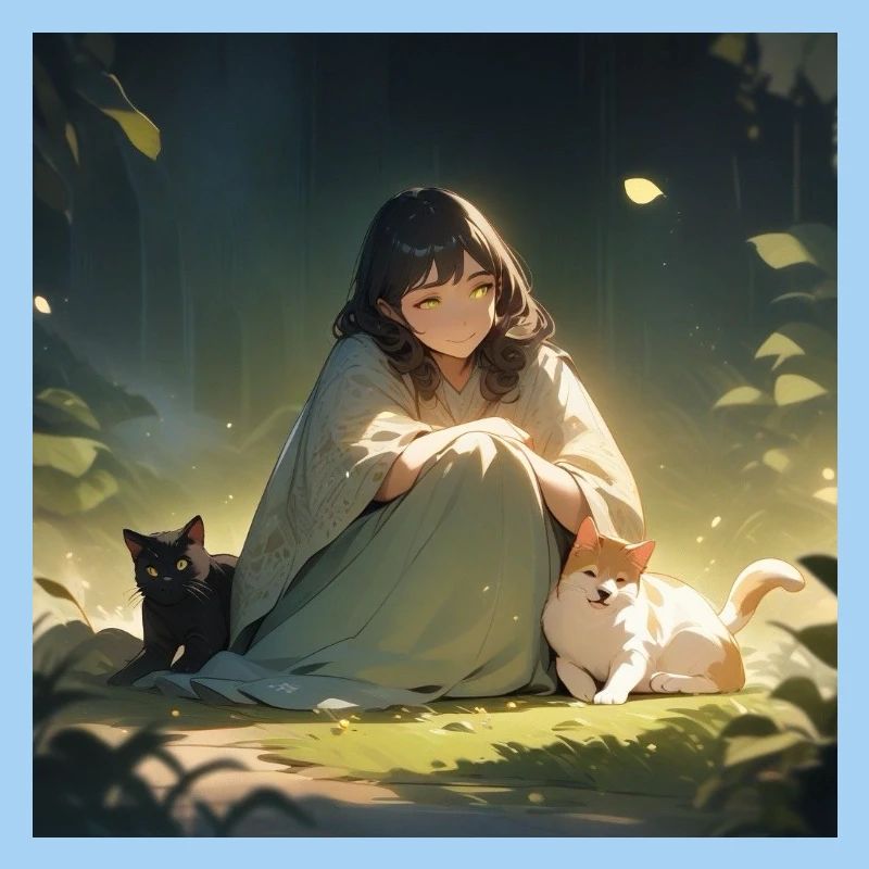 Mädchen mit Hund und Katze