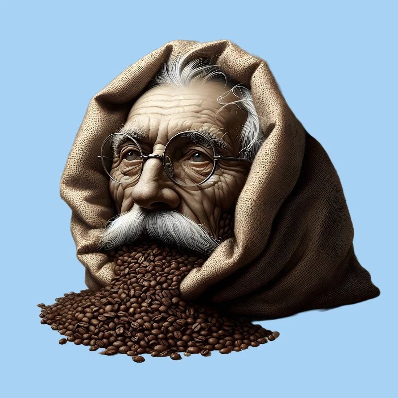 Mann in Kaffeebohnen