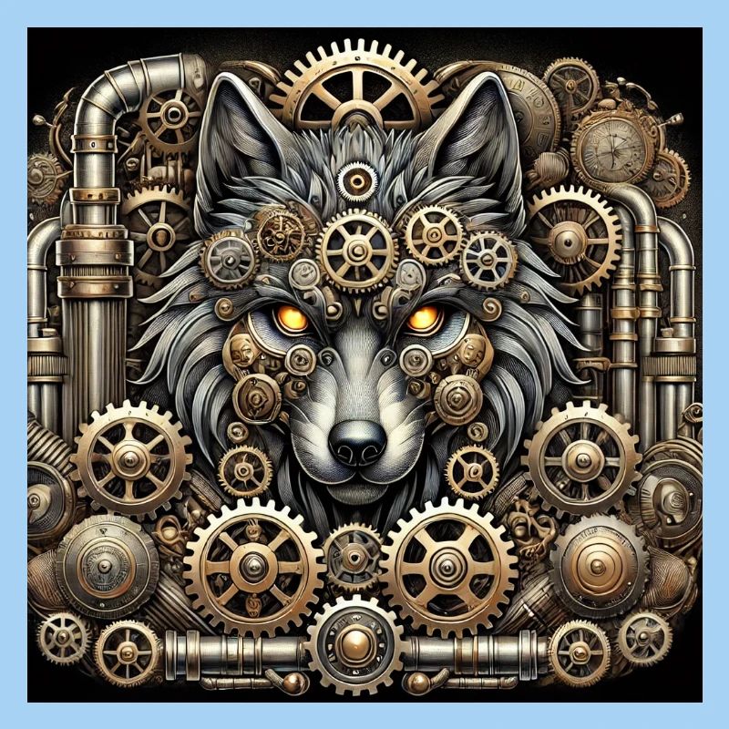 Mecha Wolf Steampunk Guardian