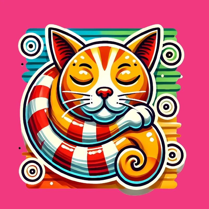 Conception d'autocollant PopArt de chat endormi