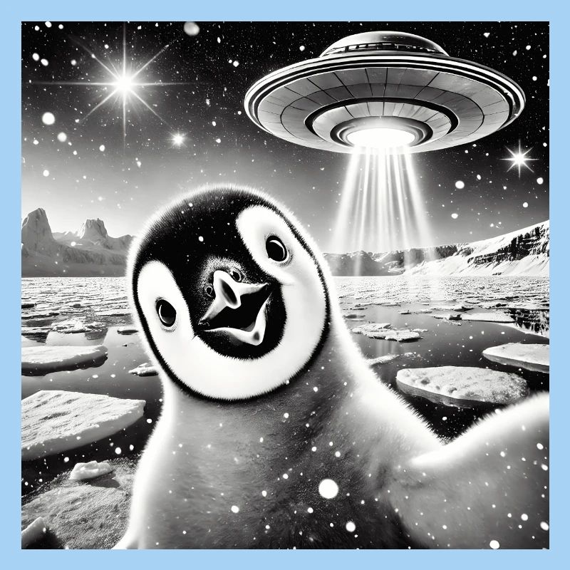 Funny Penguin UFO Alien Alien Outer Space
