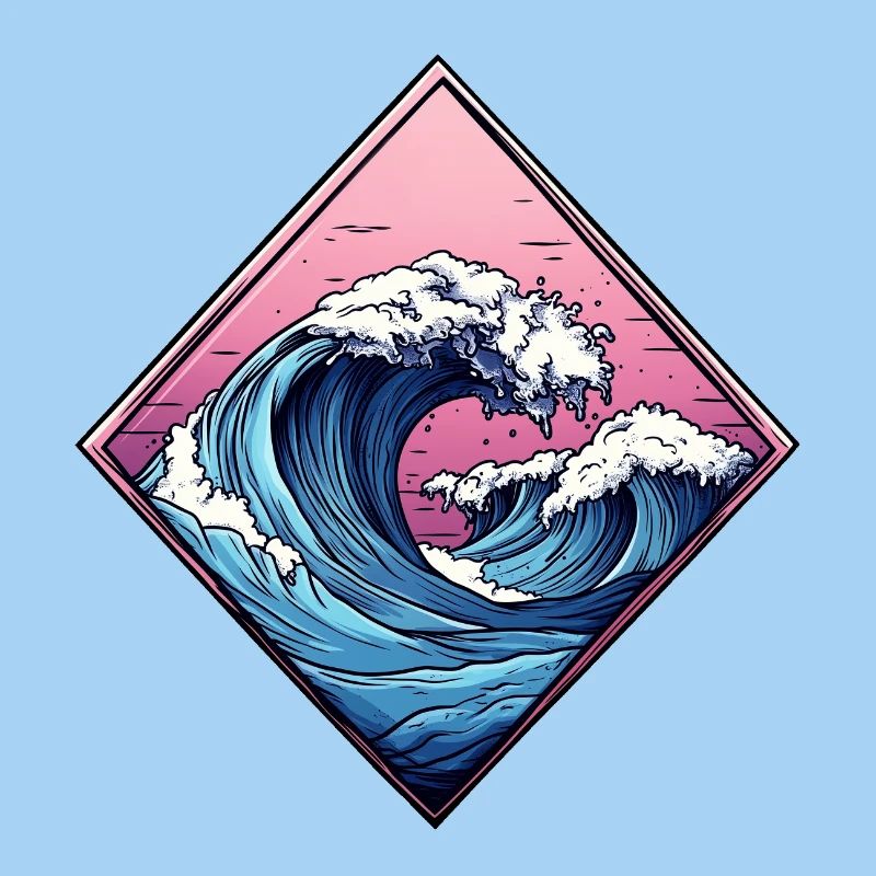 logo vague, forme de losange, dessin océan