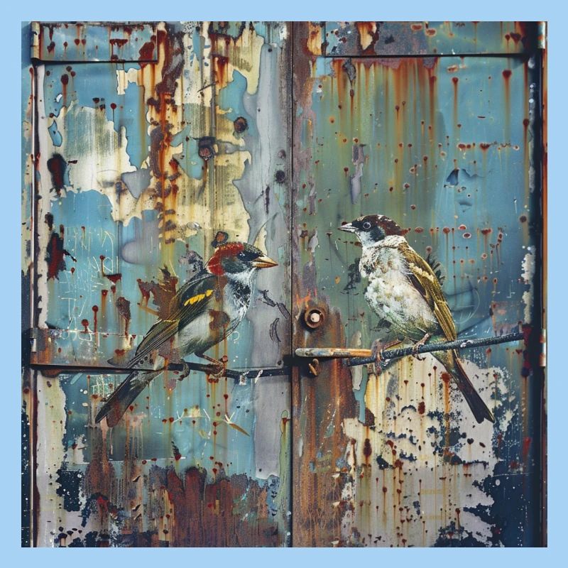 Graffiti Songbirds Rust Metal Container Urban