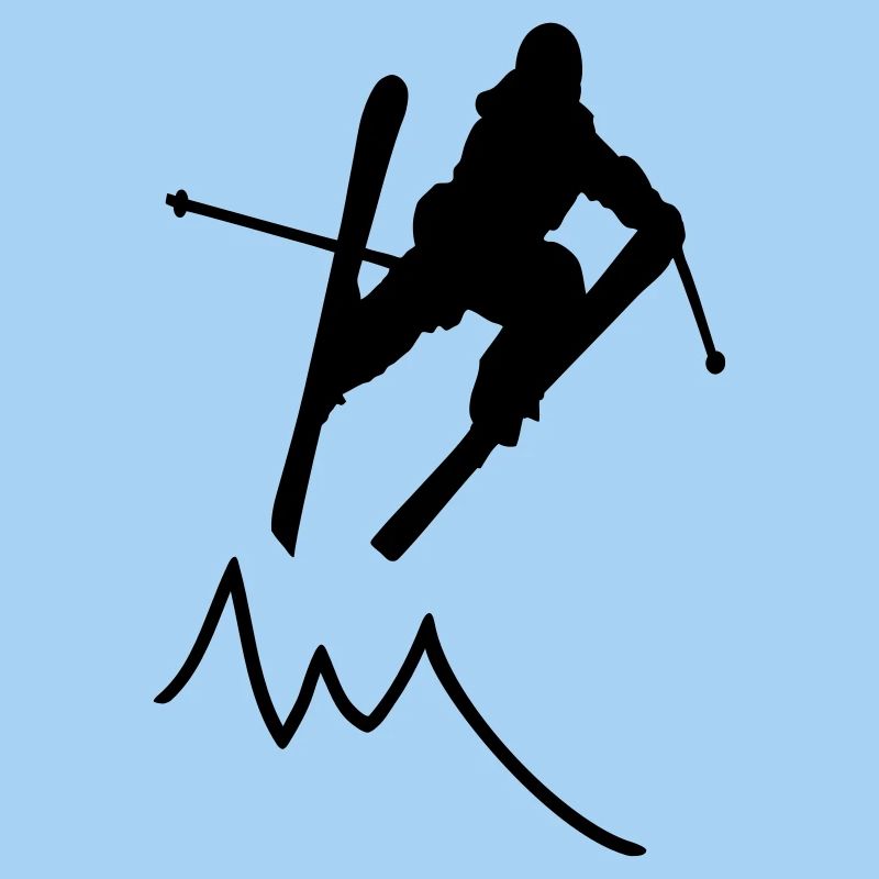 ski jumper contour with mountain / skier III