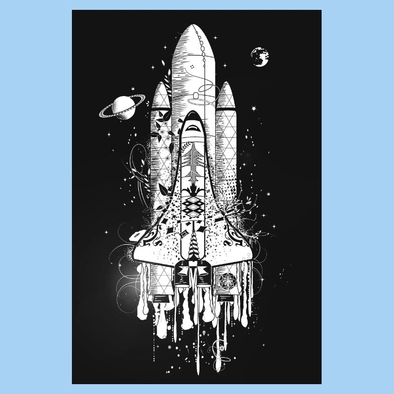 Navette spatiale imaginative dans le style graffiti