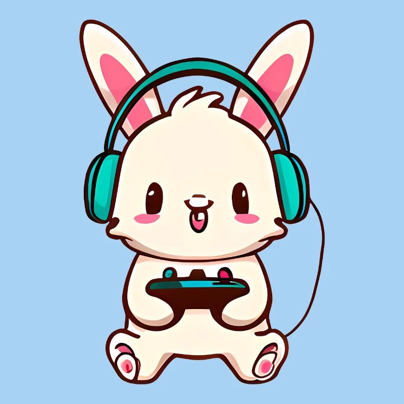 00245 Hase mit Kopfhörer und Controller