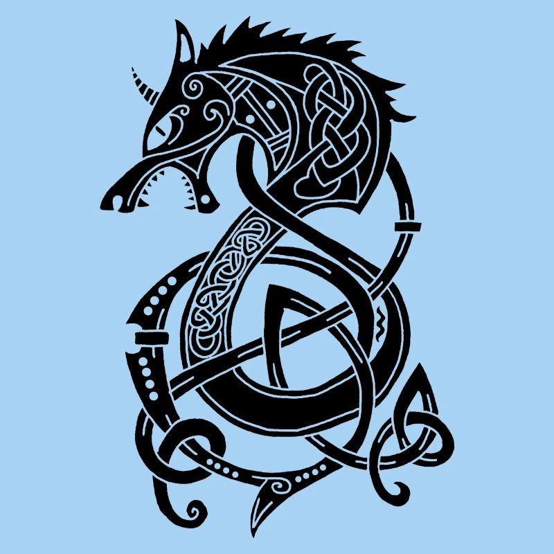 Wikingerwolf Drache (schwarz)