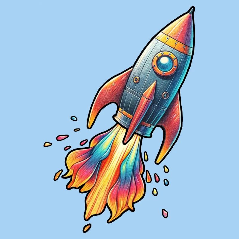 Fusée couleur avec couleurs de feu