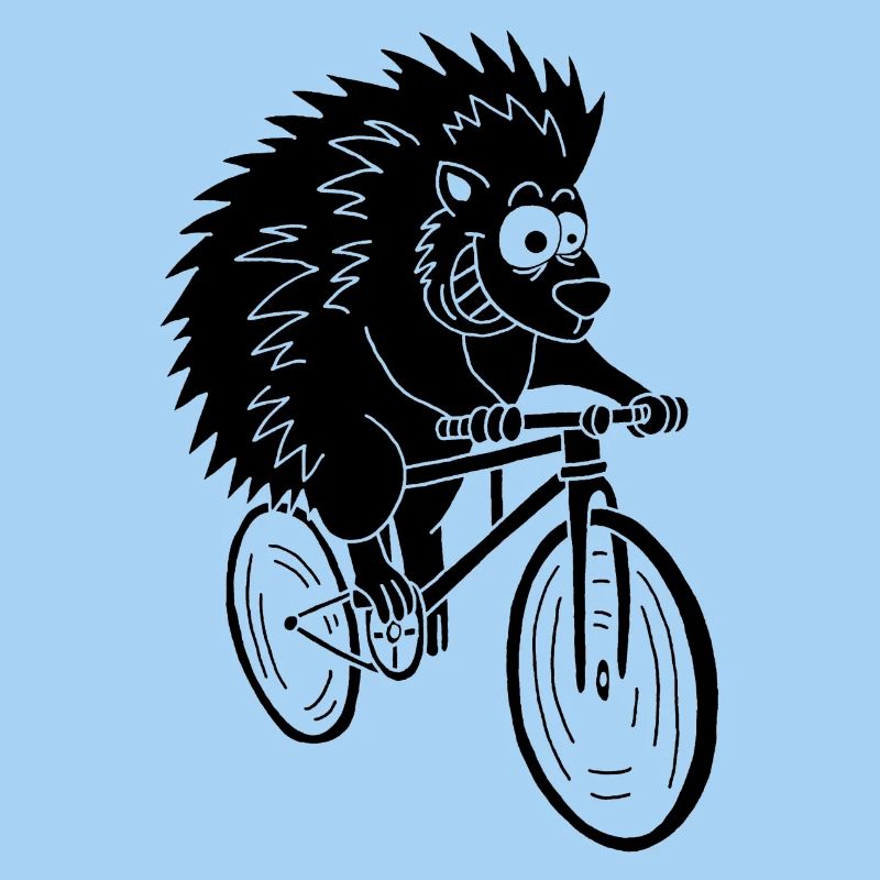 hérisson noir à vélo