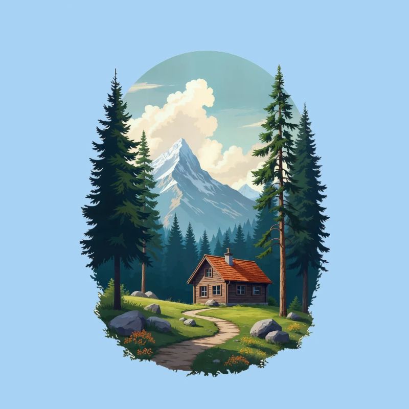 Cabane pixélisée dans les bois