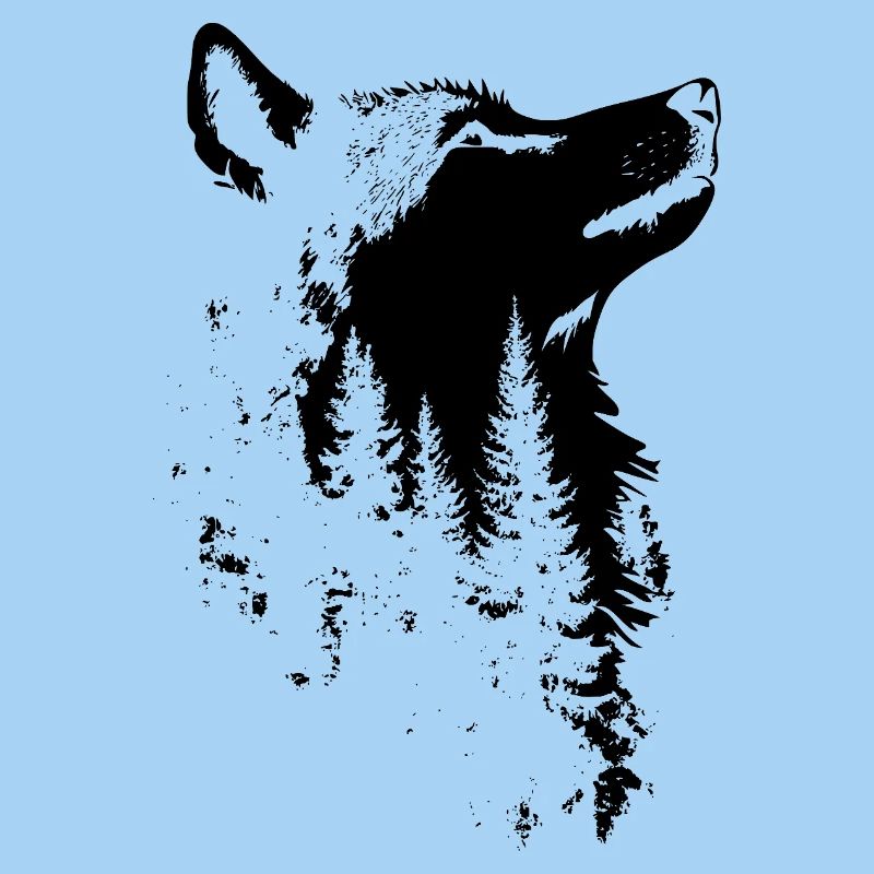 Silhouette de forêt de visage de loup