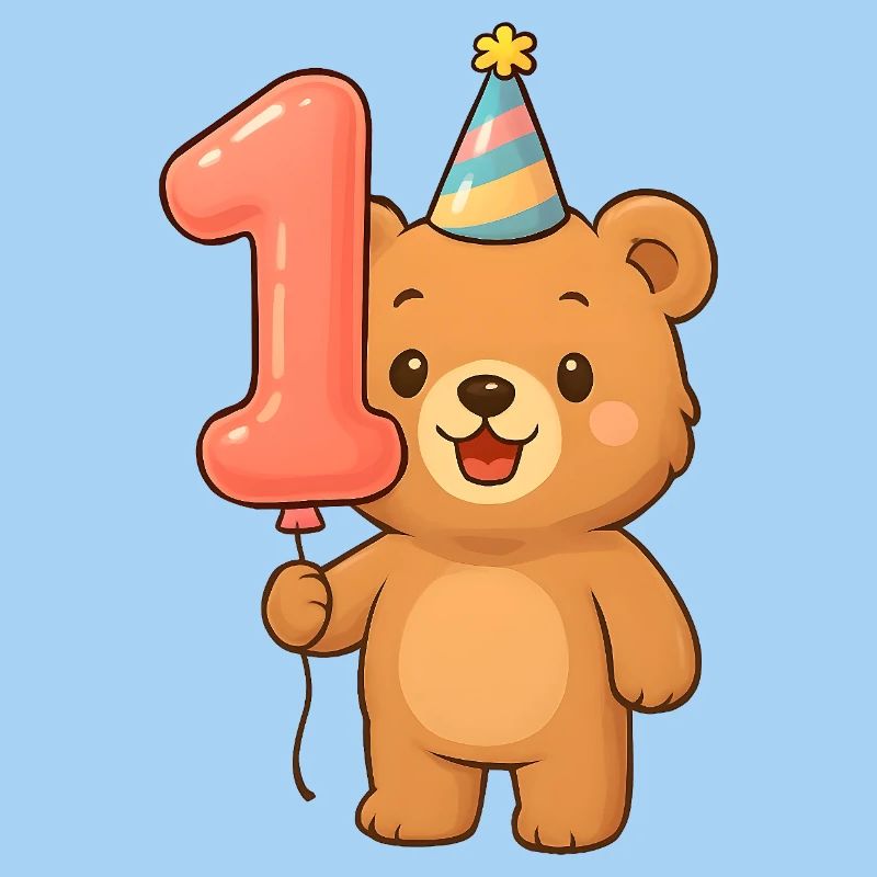 Bär mit Luftballon zum 1. Geburtstag