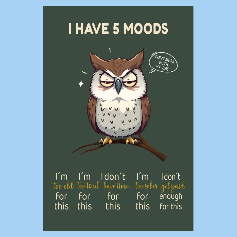 Grumpy Owl - J’ai 5 humeurs Design drôle