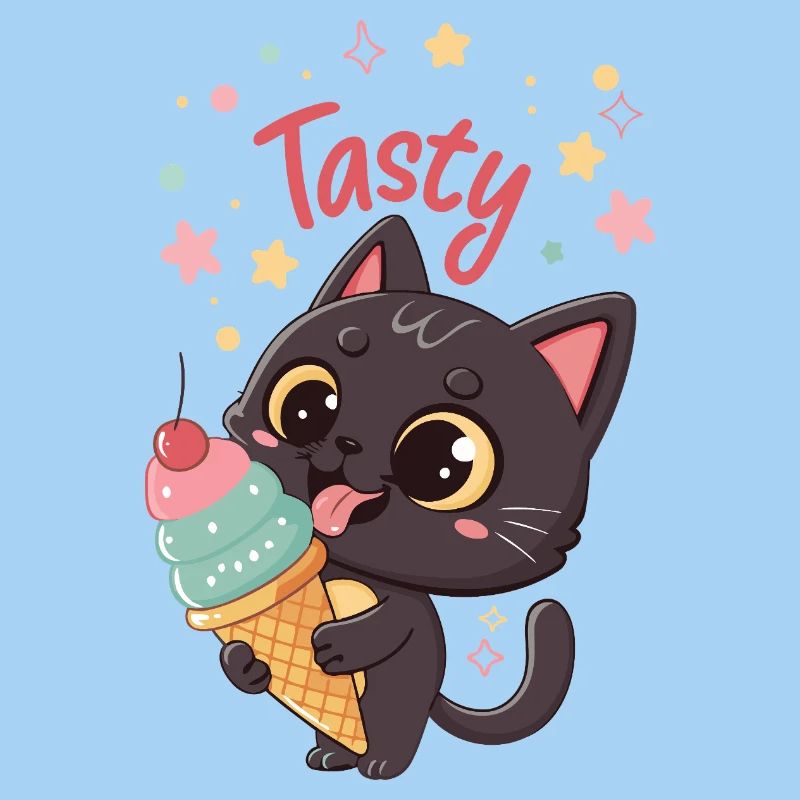 Chat gourmand et crème glacée