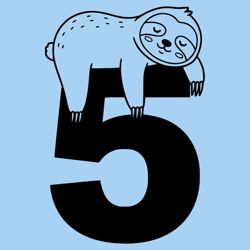 Sleeping sloth on the number five