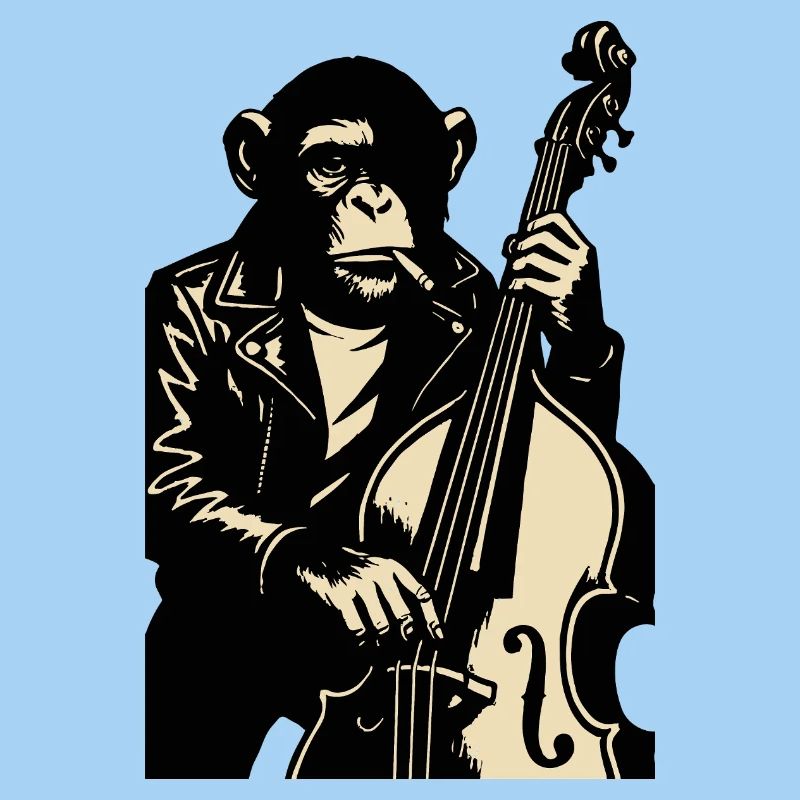 Lederbekleideter Monkey-Bassist