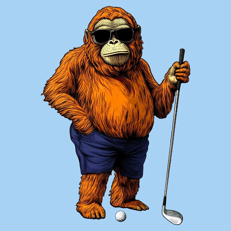 Affe Golfspieler