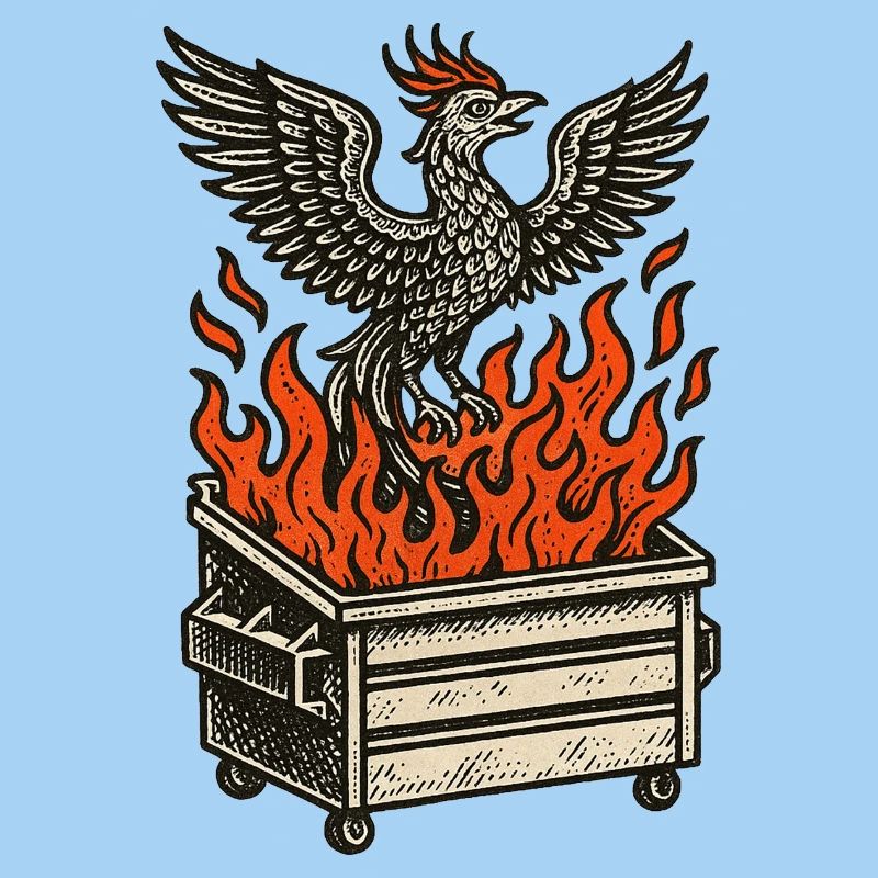 Phoenix Rising From Fire Dumpster
