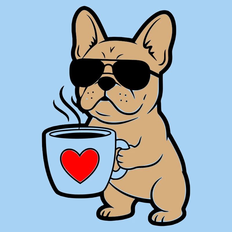 Frenchie Hund Kaffee Comic