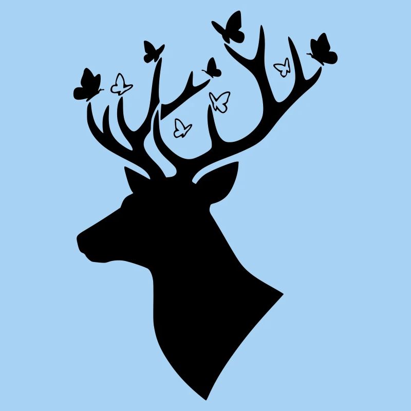 Deer Butterfly Nature Logo