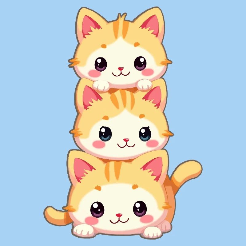 Stacked Kitten Trio