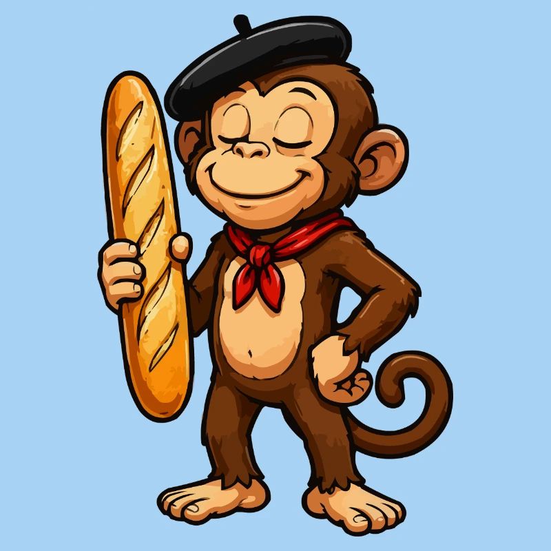 Baguette monkey with beret