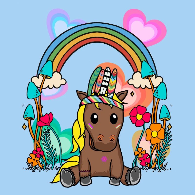 Geburtstag Hippie Pferd Regenbogen Pferde Kind