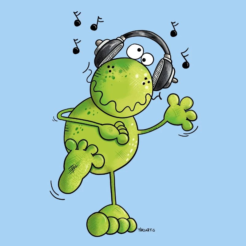 Frosch mit Kopfhörer