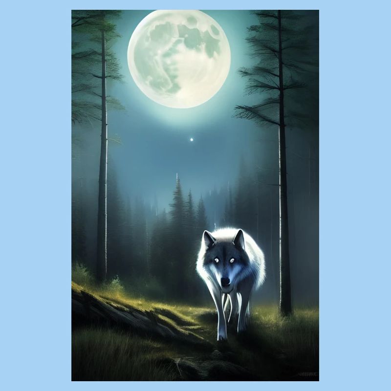 Wolf and Moon